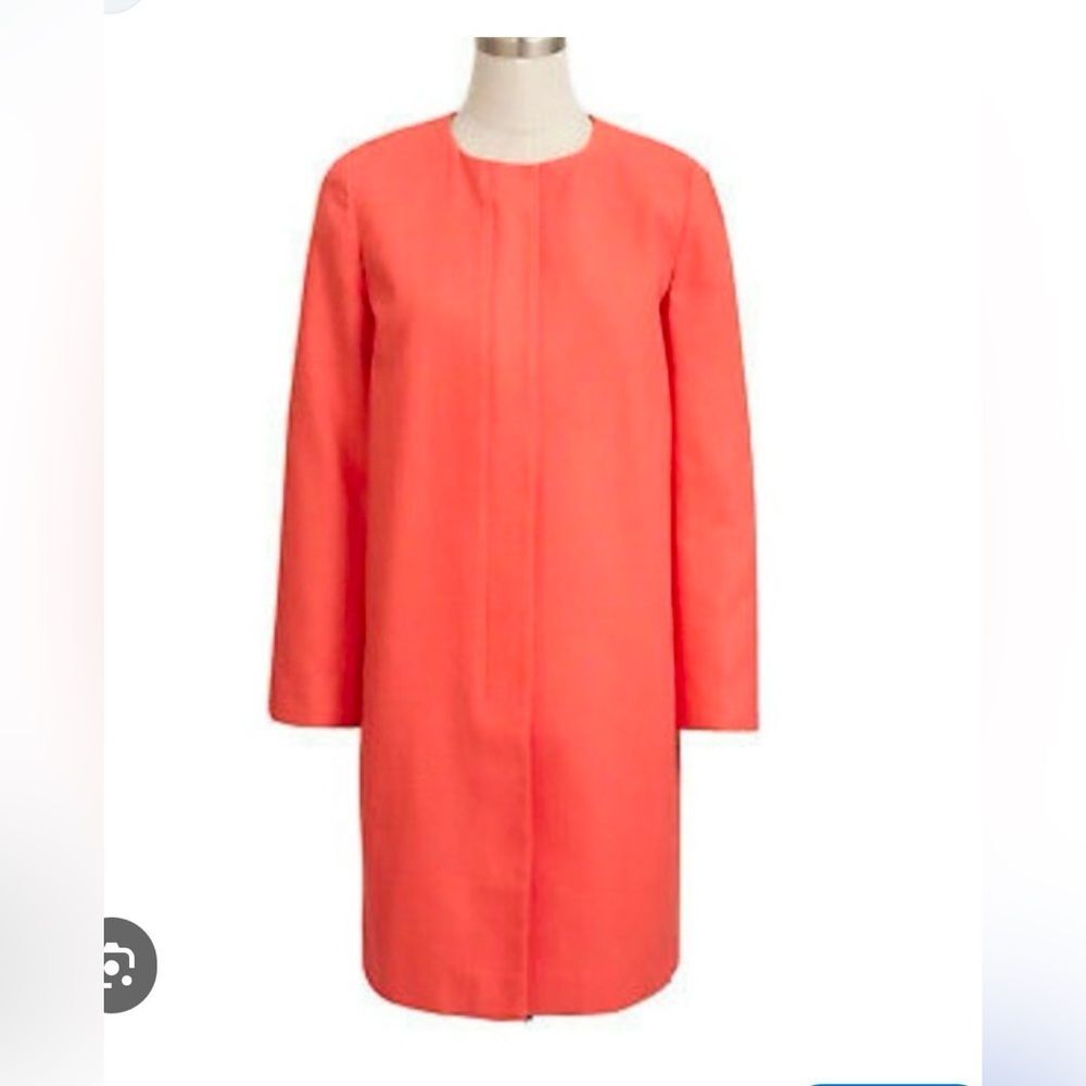 J. Crew Factory Collarless Coat Coral